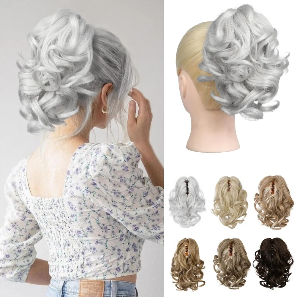 Short Ponytail Extension, Classic Loose Curly Wavy Claw Clip‎ Pony tail